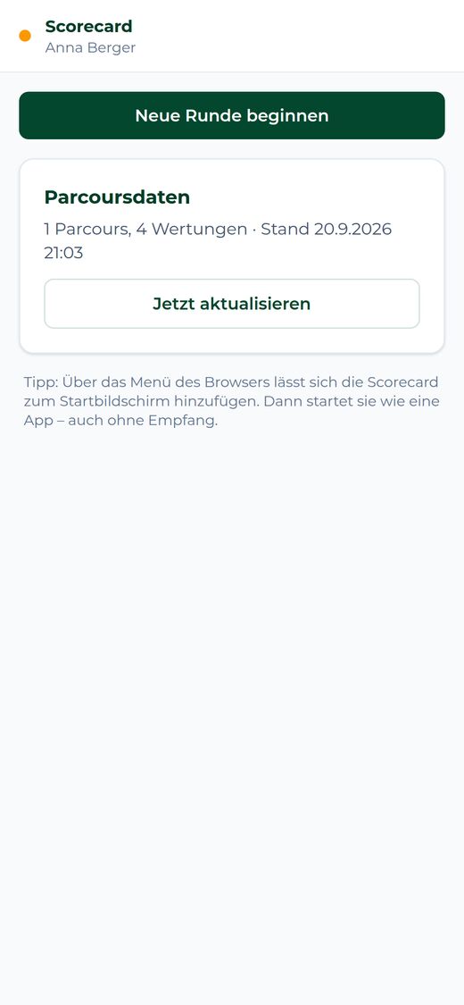 Die Scorecard am Handy